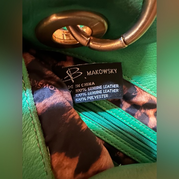 Vintage B. Makowsky Genuine Leather Color block Shoulder Bag Handbag Tote Bag - Picture 8 of 8